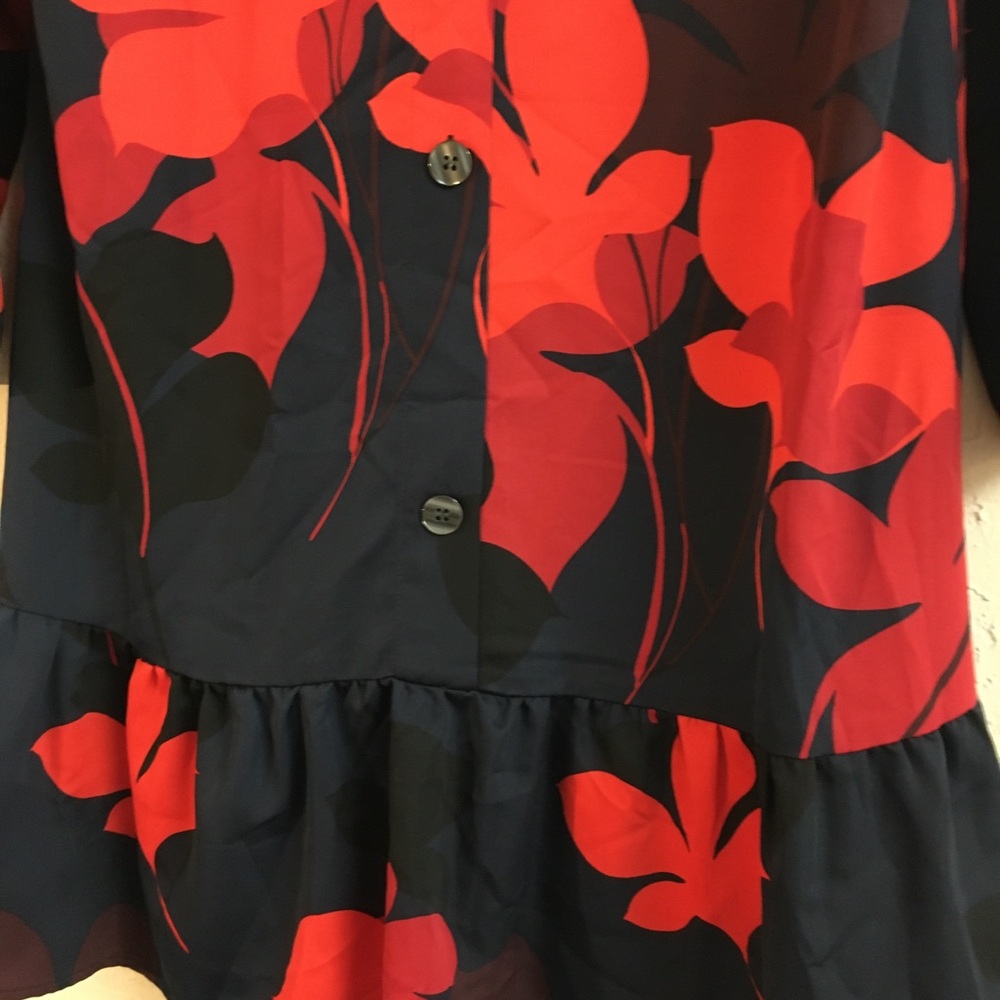 Halogen Long Sleeve Ruffle Floral Shift Dress Medium Spring Easter Party - Picture 9 of 9